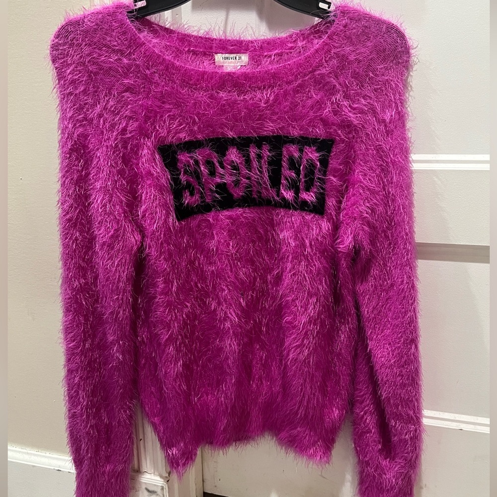 Fuzzy purple sweater